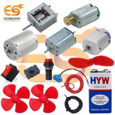 Combo of DC Motor|Vibration Motor|Dual Shaft DC Motor|Science Project Kit for School (14 Item)